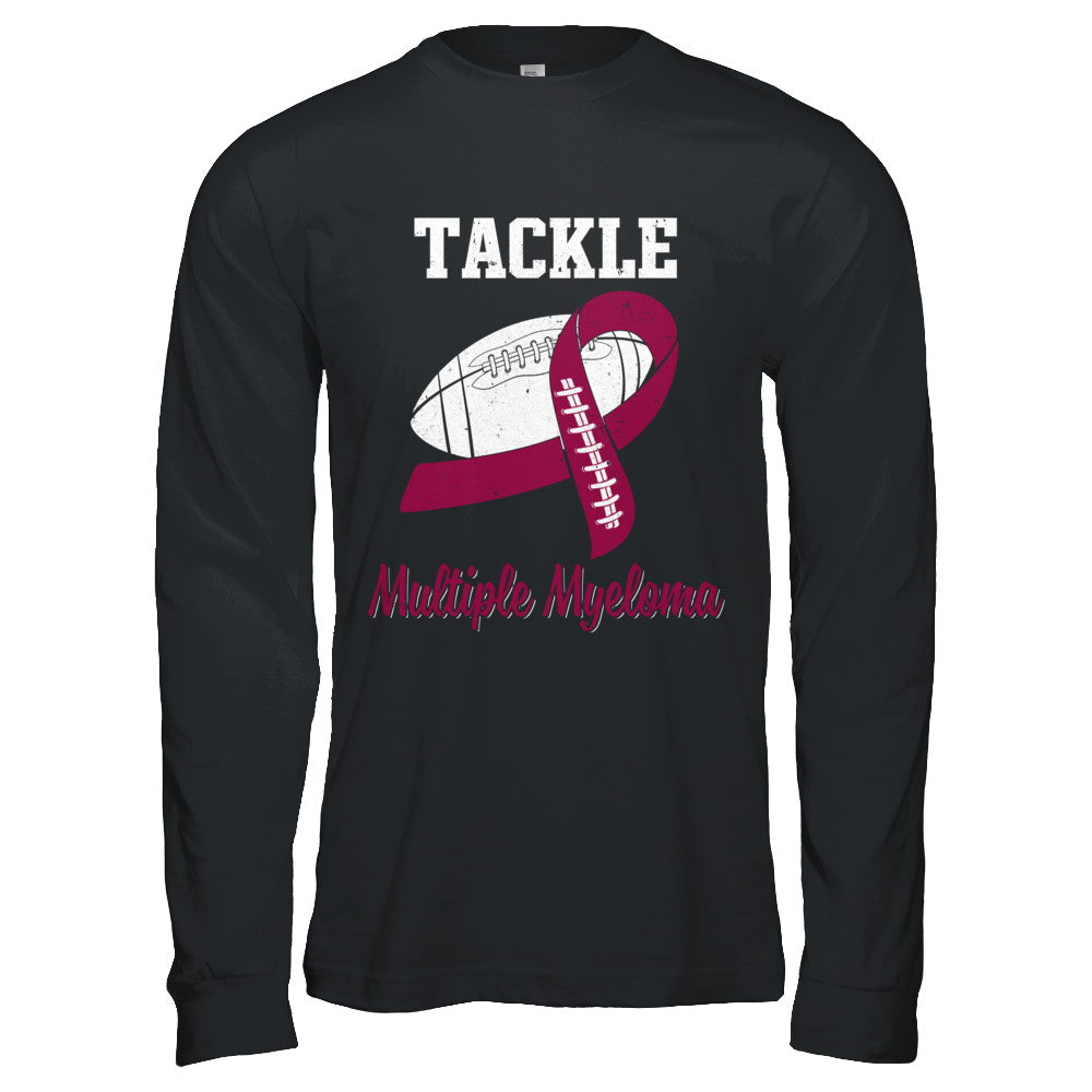 Football Survivor Tackle Burgundy Multiple Myeloma Awareness T-Shirt & Hoodie | Teecentury.com