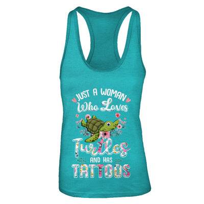 Just A Woman Who Loves Turtles And Has Tattoos T-Shirt & Tank Top | Teecentury.com