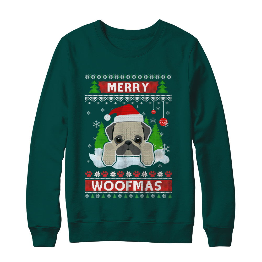 Pug Merry Woofmas Ugly Christmas Sweater T-Shirt & Sweatshirt | Teecentury.com
