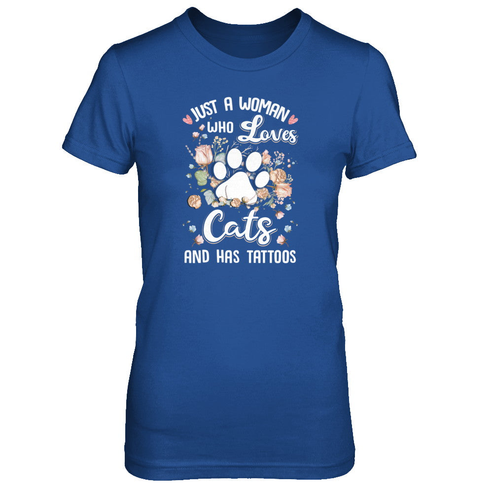 Just A Woman Who Loves Cats And Have Tattoos T-Shirt & Tank Top | Teecentury.com
