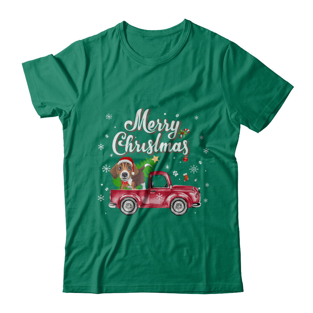 Beagle Rides Red Truck Christmas Pajama T-Shirt & Sweatshirt | Teecentury.com