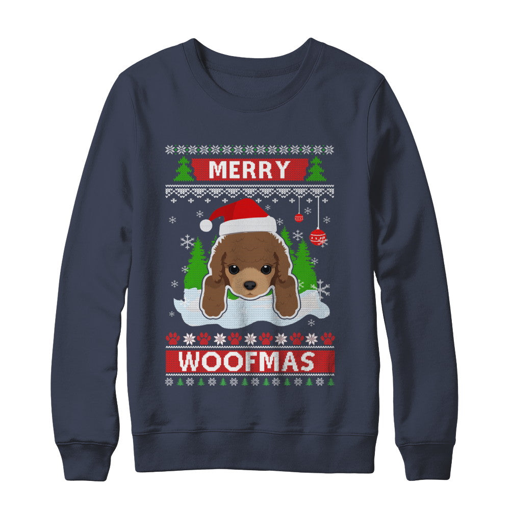 Poodle Merry Woofmas Ugly Christmas Sweater T-Shirt & Sweatshirt | Teecentury.com