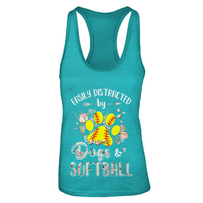 Easily Distracted By Dogs And Softball T-Shirt & Tank Top | Teecentury.com