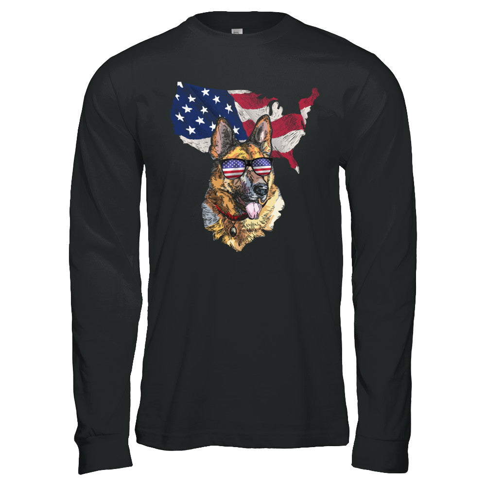 Funny Patriot German Shepherd Dog 4Th Of July American Flag T-Shirt & Hoodie | Teecentury.com