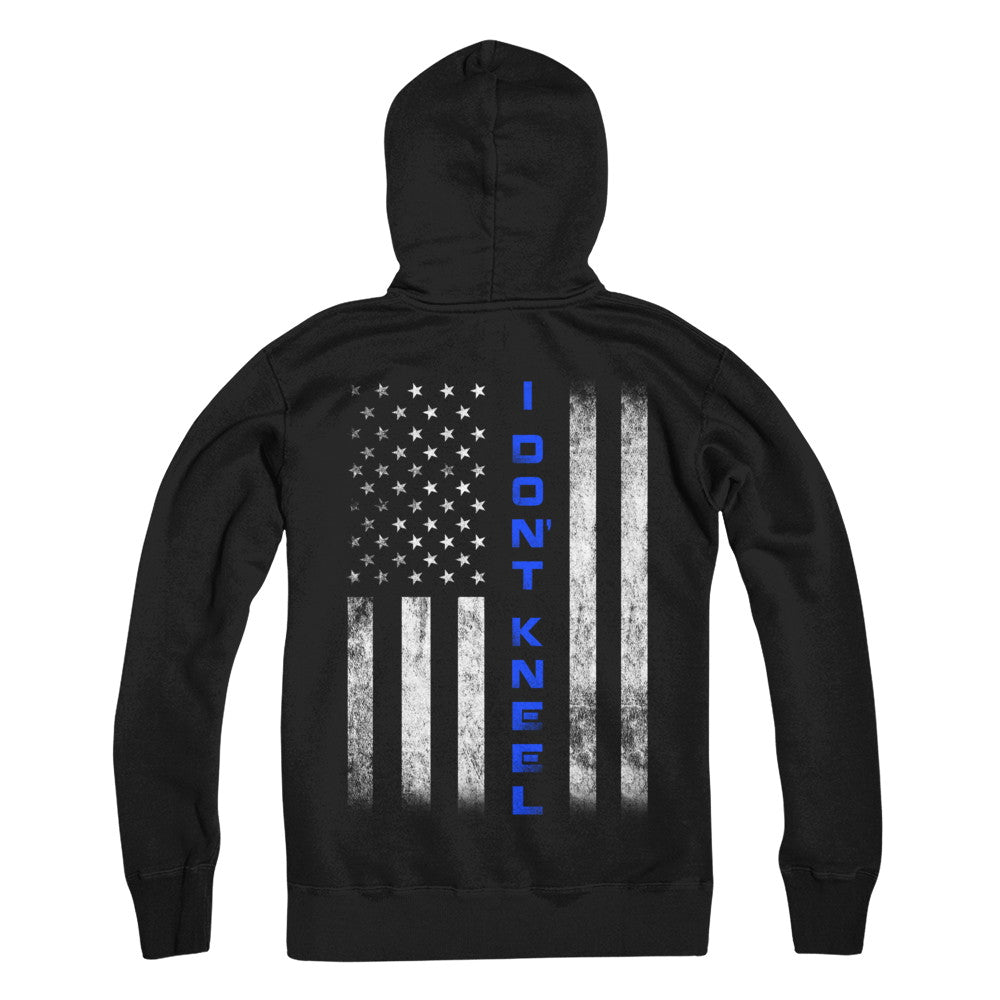 I Don't Kneel Thin Blue Line Flag Patriotic Police T-Shirt & Hoodie | Teecentury.com