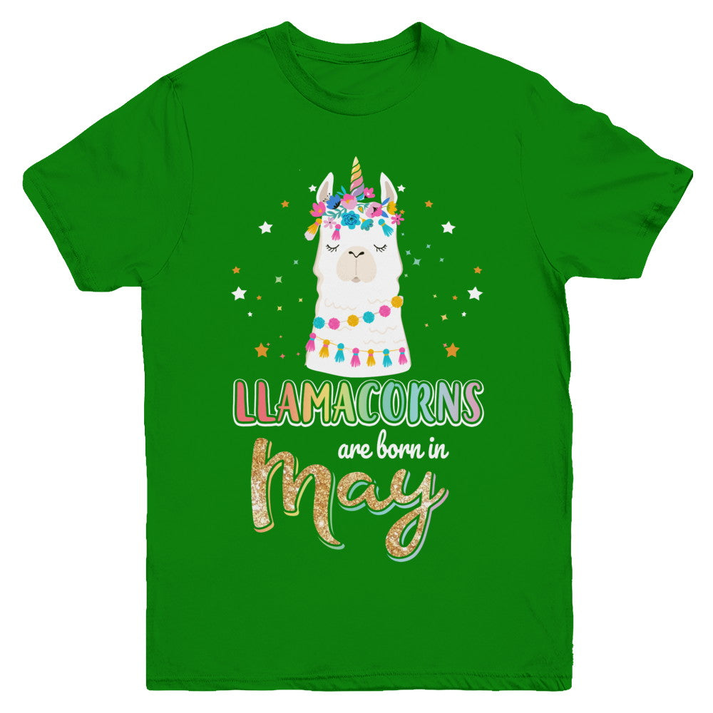 Llama Unicorn Llamacorns Born In May Birthday Gift Youth Youth Shirt | Teecentury.com