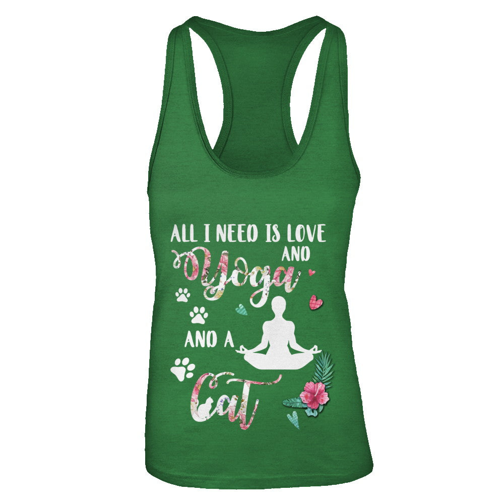 All I Need Is Love And Yoga And A Cat T-Shirt & Tank Top | Teecentury.com
