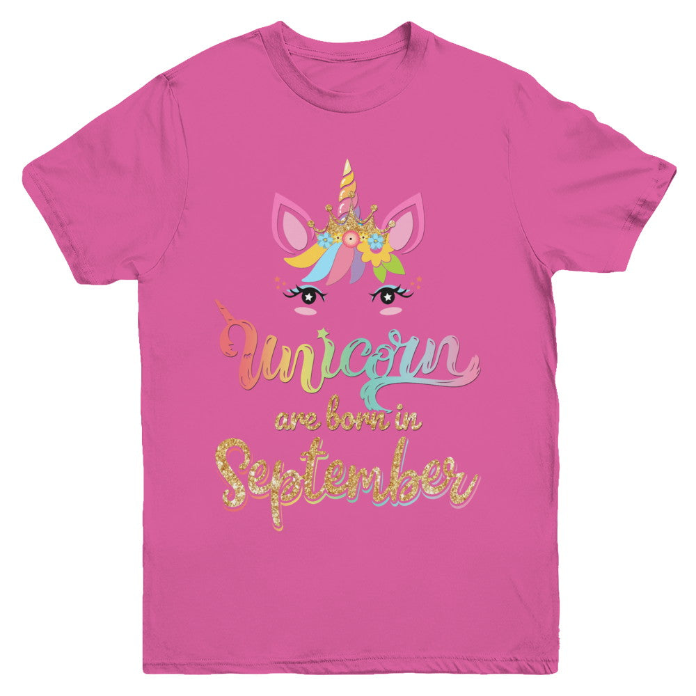 Cute Unicorns Are Born In September Birthday Gift Youth Youth Shirt | Teecentury.com