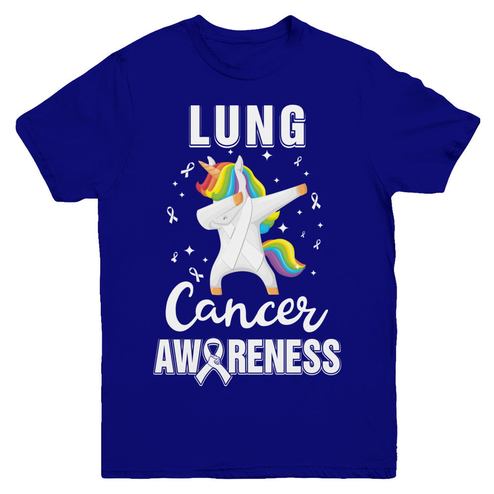 Inspirational Lung Cancer Awareness Unicorn Support Youth Youth Shirt | Teecentury.com