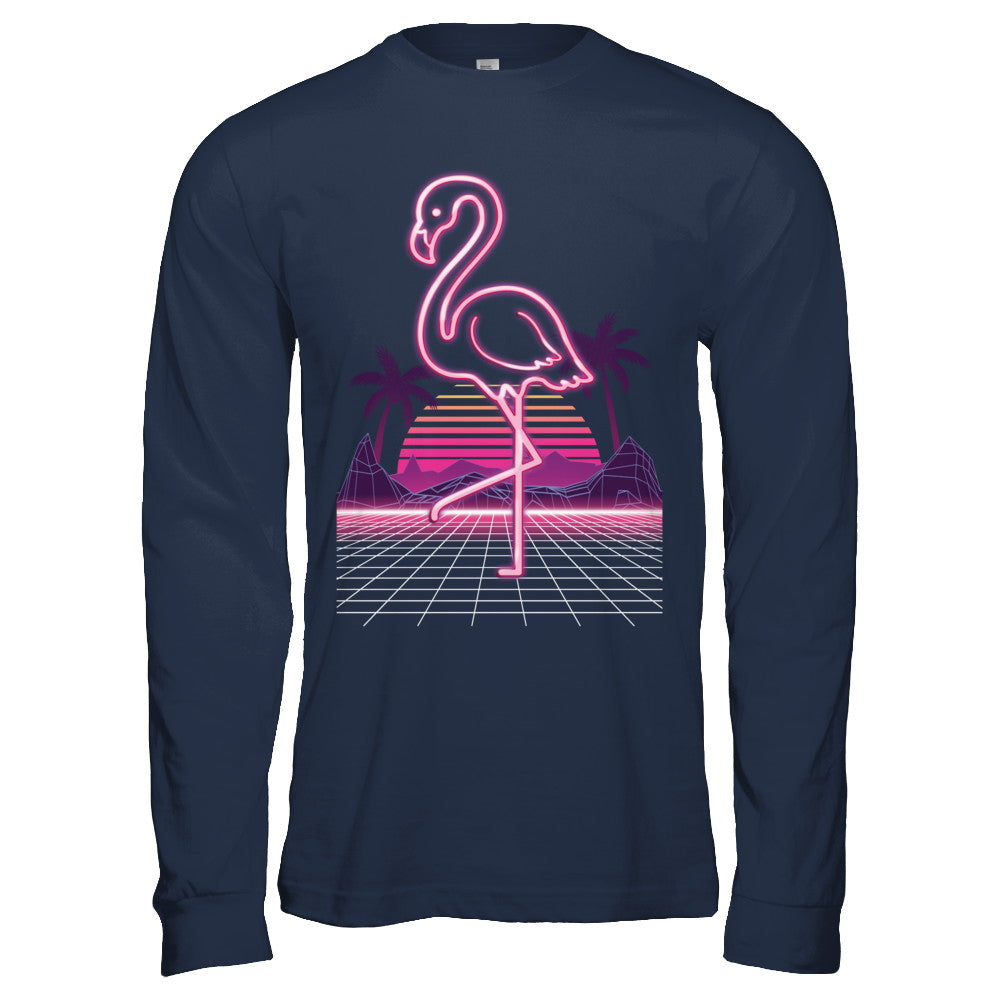 80s Retro Neon Sign Pink Flamingo Bird Shirt & Hoodie