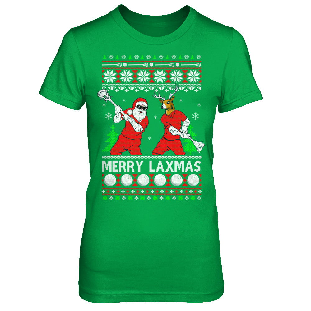 Lacrosse Santa Reindeer Merry Laxmas Ugly Christmas Sweater T-Shirt & Sweatshirt | Teecentury.com