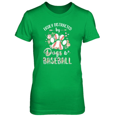 Easily Distracted By Dogs And Baseball T-Shirt & Tank Top | Teecentury.com
