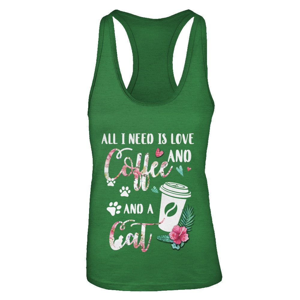All I Need Is Love And Coffee And A Cat T-Shirt & Tank Top | Teecentury.com