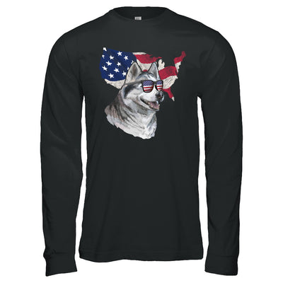Funny Patriot Husky Dog 4Th Of July American Flag T-Shirt & Hoodie | Teecentury.com