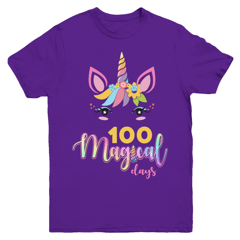100 Magical Days Of School Unicorn Girl Gifts Youth Youth Shirt | Teecentury.com