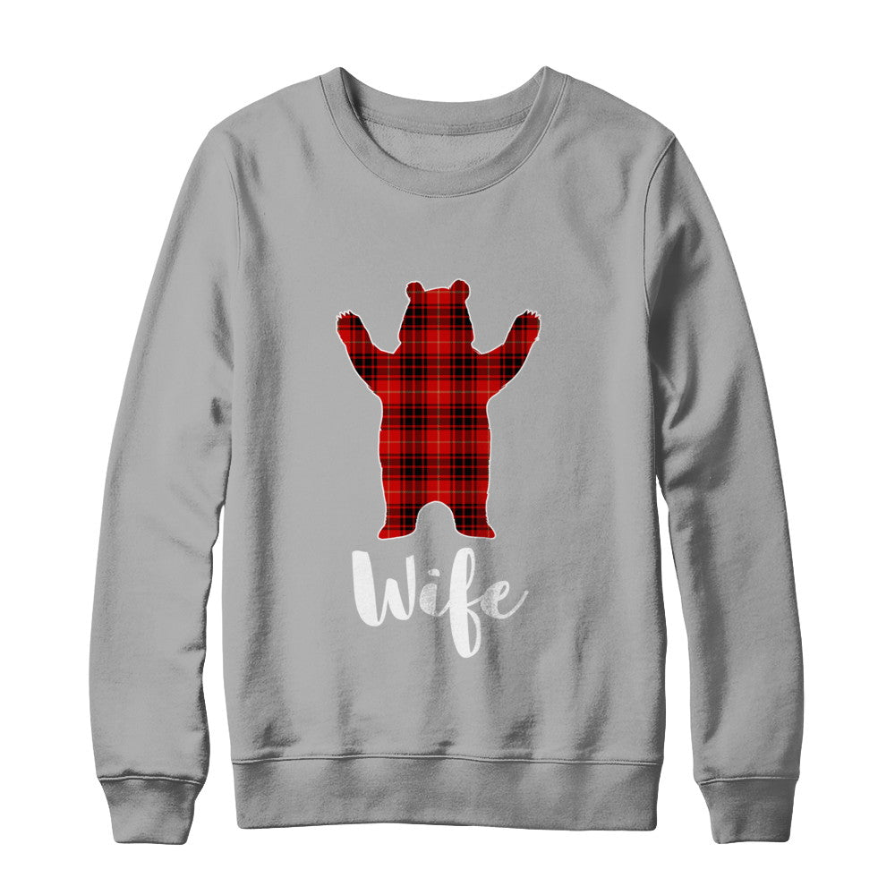 Red Wife Bear Buffalo Plaid Family Christmas Pajamas T-Shirt & Sweatshirt | Teecentury.com