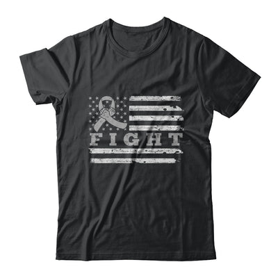 Fight Gray Ribbon US Flag Brain Cancer Awareness T-Shirt & Hoodie | Teecentury.com