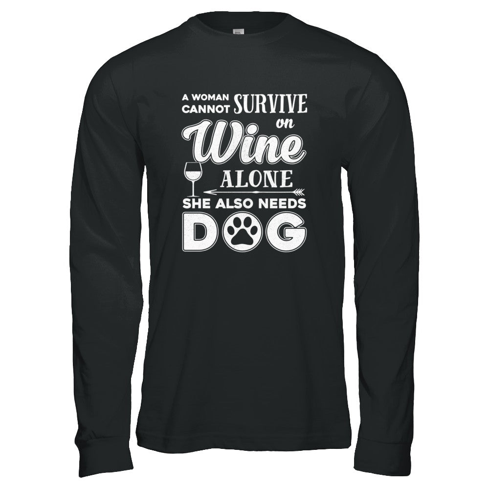 A Woman Cannot Survive On Wine Alone Need Cat T-Shirt & Tank Top | Teecentury.com