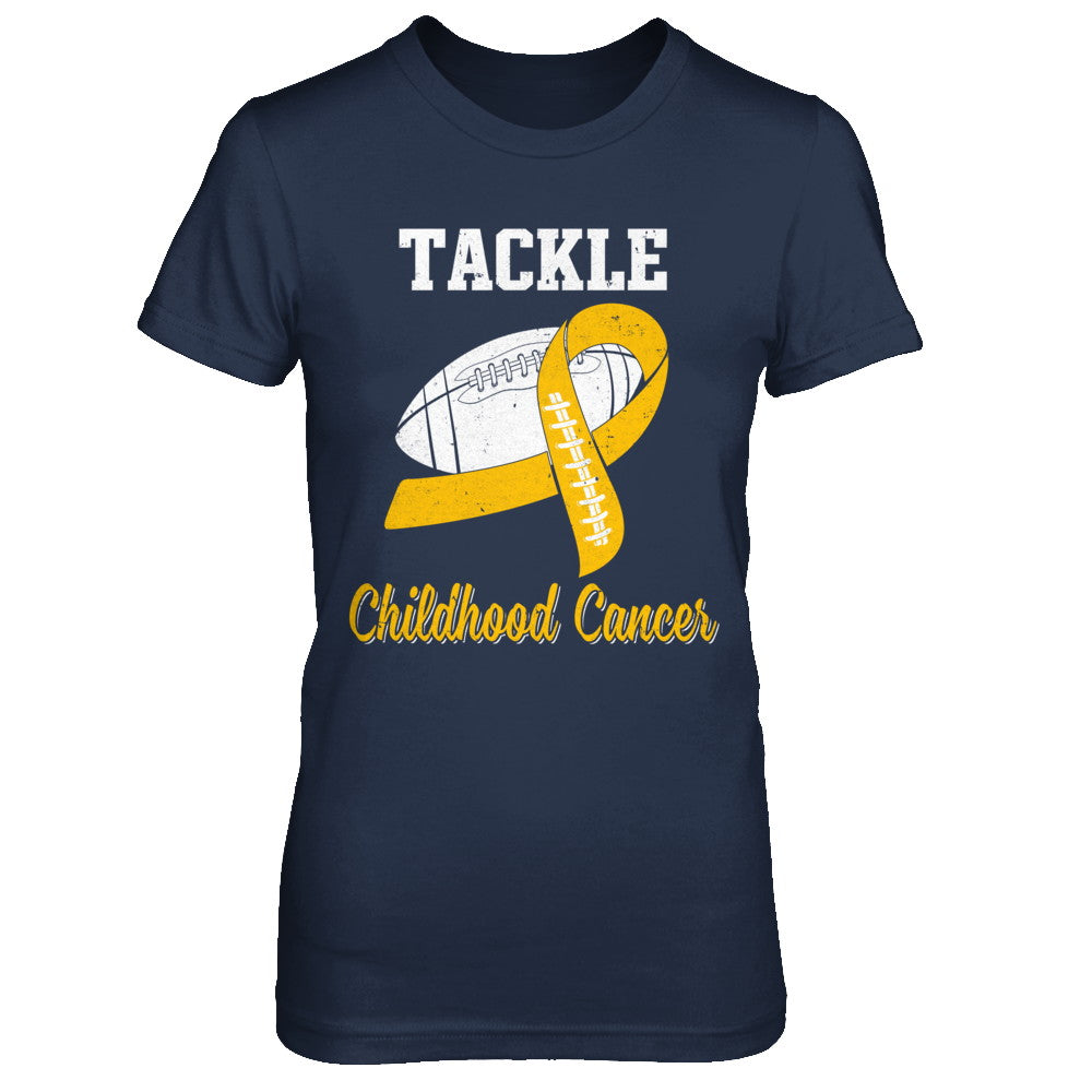 Football Survivor Tackle Yellow Childhood Cancer Awareness T-Shirt & Hoodie | Teecentury.com