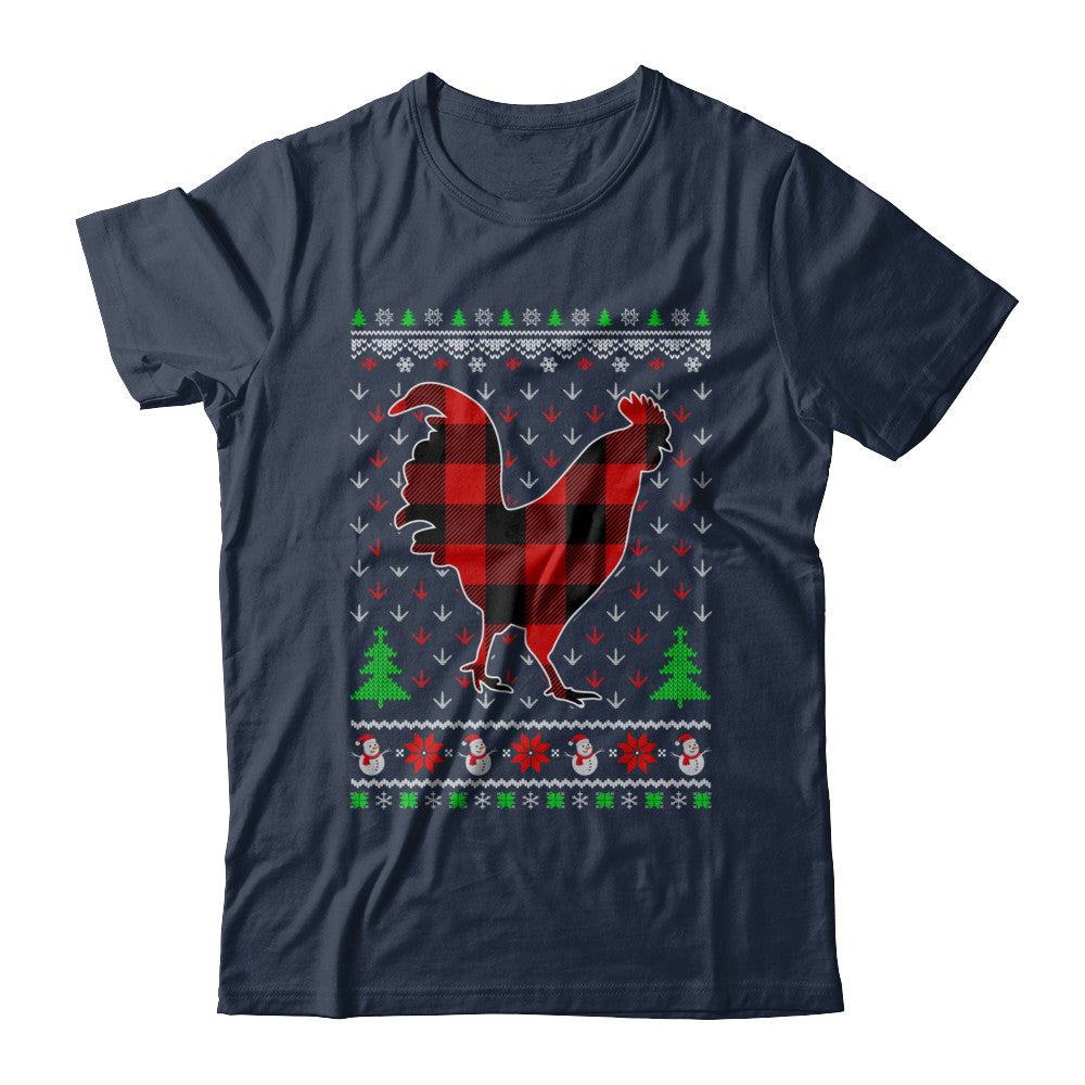 Funny Holiday Chicken Buffalo Plaid Ugly Christmas Sweater T-Shirt & Sweatshirt | Teecentury.com