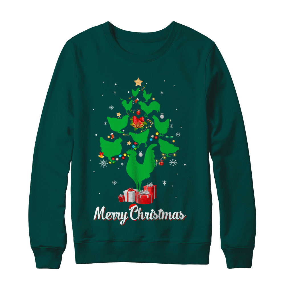 Funny Chicken Merry Christmas Tree Ugly Sweater T-Shirt & Sweatshirt | Teecentury.com