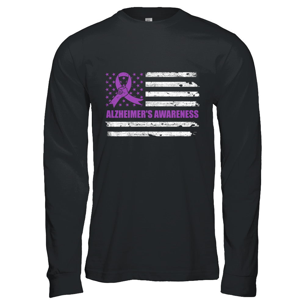 Purple Ribbon Alzheimer's Awareness US Flag T-Shirt & Hoodie | Teecentury.com