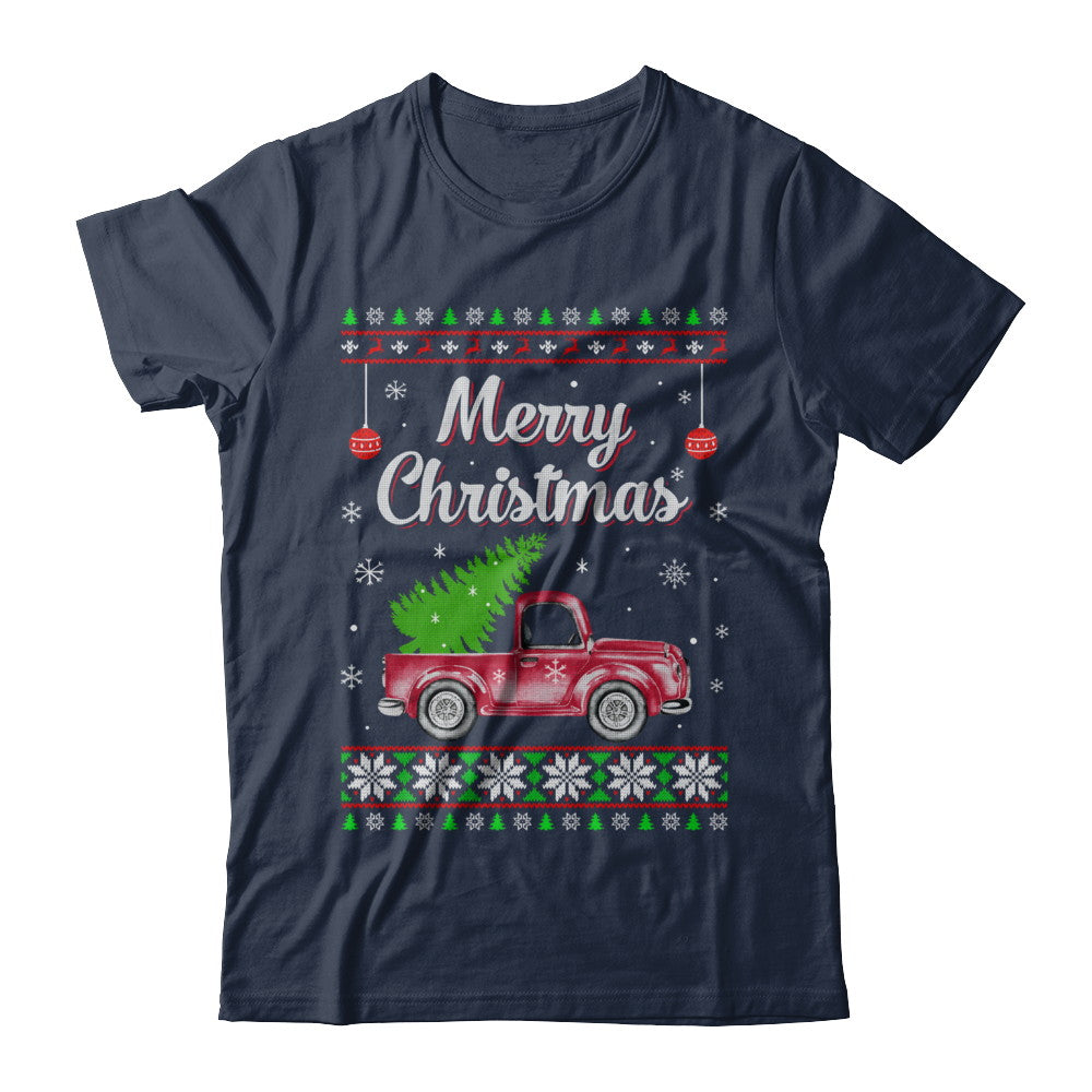 Snow Tree Truck Merry Christmas Ugly Sweater T-Shirt & Sweatshirt | Teecentury.com