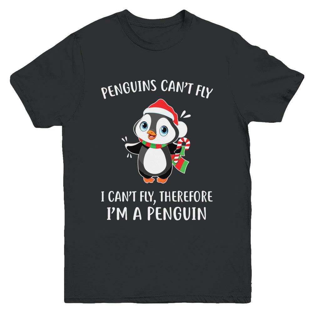 Funny Penguin I Can't Fly Christmas Gift Youth Youth Shirt | Teecentury.com