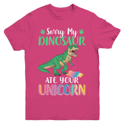 Sorry My Dinosaur Ate Your Unicorn T-Rex Youth Youth Shirt | Teecentury.com