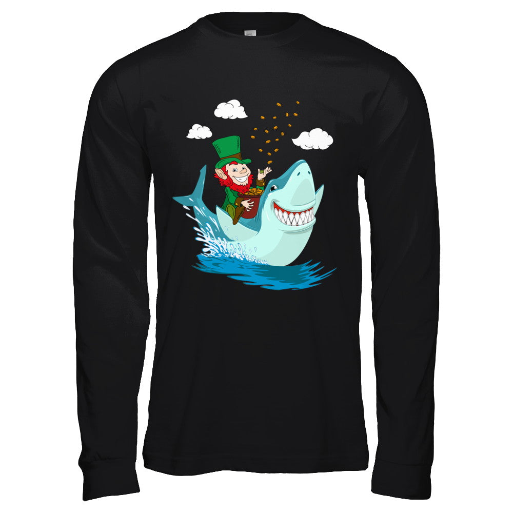 St Patricks Day Leprechaun Riding Shark T-Shirt & Hoodie | Teecentury.com