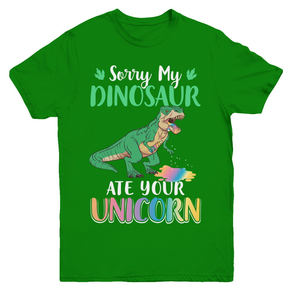 Sorry My Dinosaur Ate Your Unicorn T-Rex Youth Youth Shirt | Teecentury.com