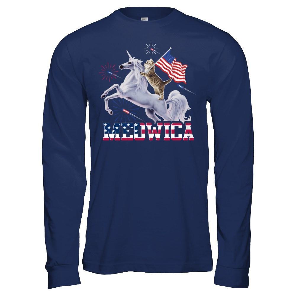 Meowica 4Th Of July Funny Cat On Unicorn Independence T-Shirt & Hoodie | Teecentury.com