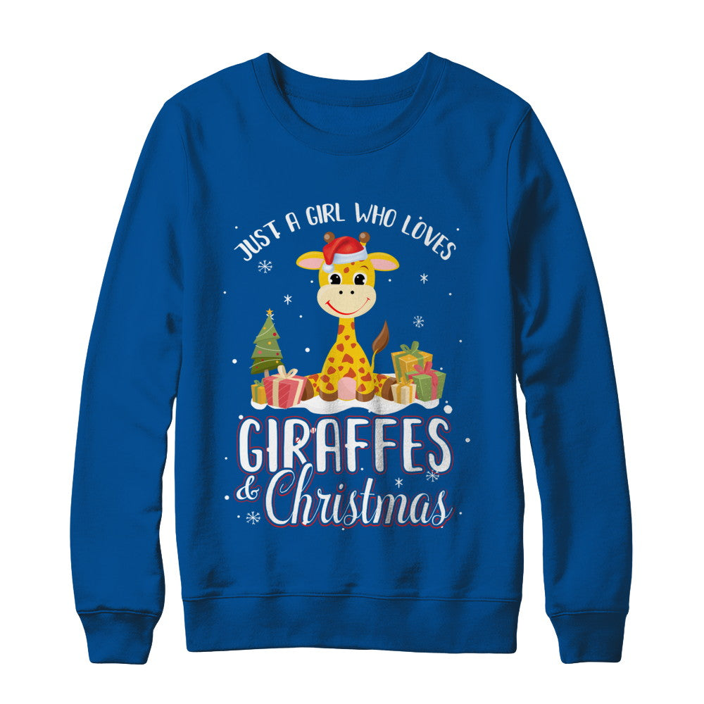Just A Girl Who Loves Giraffes And Christmas T-Shirt & Sweatshirt | Teecentury.com