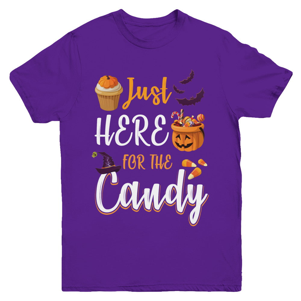 Just Here For The Candy Funny Halloween Kids Boy Girl Youth Youth Shirt | Teecentury.com