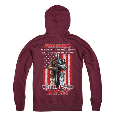 Knight American The Devil Saw Me With My Head Down Veteran T-Shirt & Hoodie | Teecentury.com