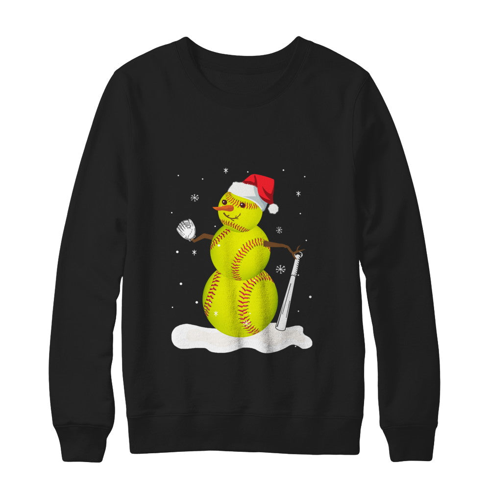 Christmas Softball Snowman Christmas T-Shirt & Sweatshirt | Teecentury.com
