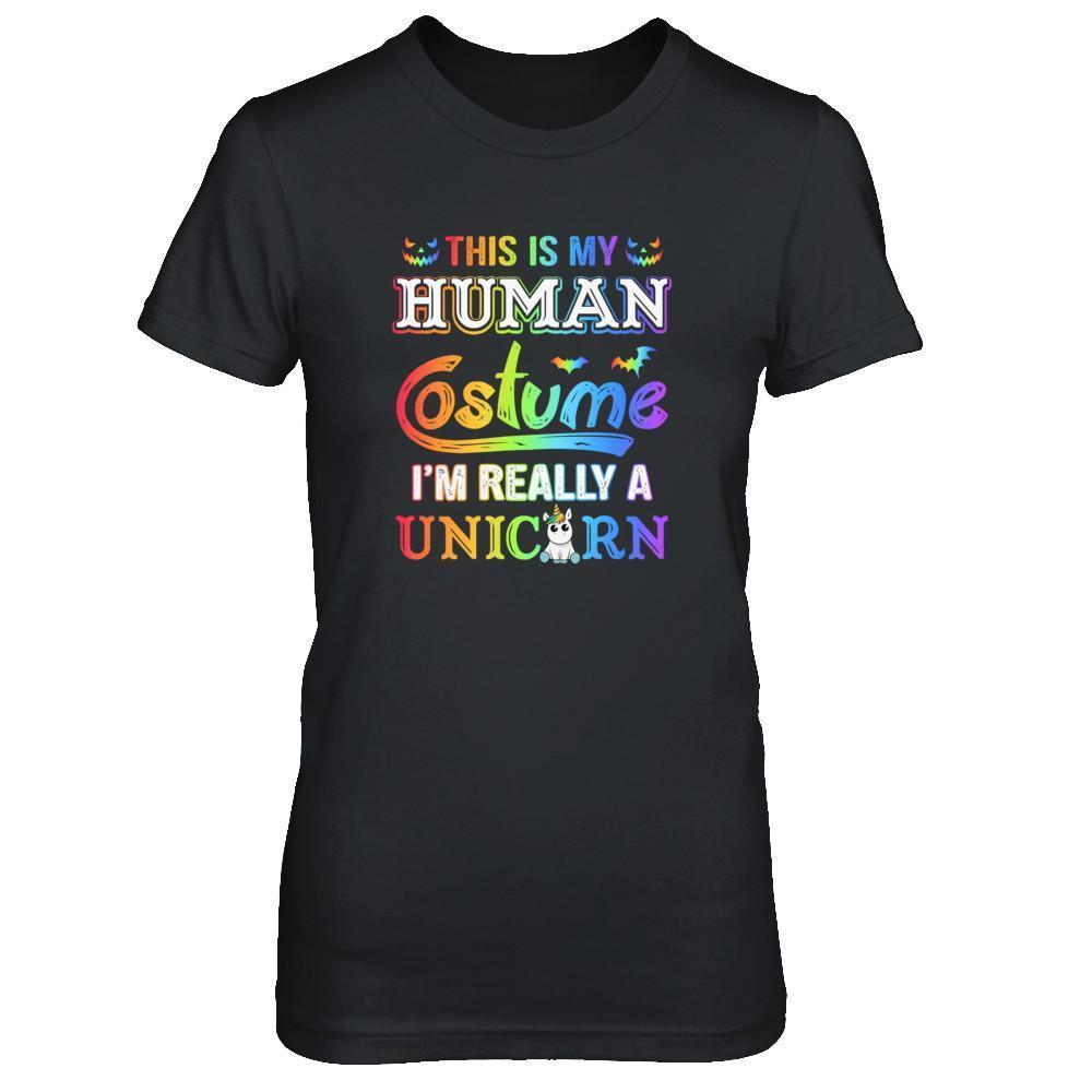 Halloween This Is My Human Costume I'm Really A Unicorn T-Shirt & Tank Top | Teecentury.com
