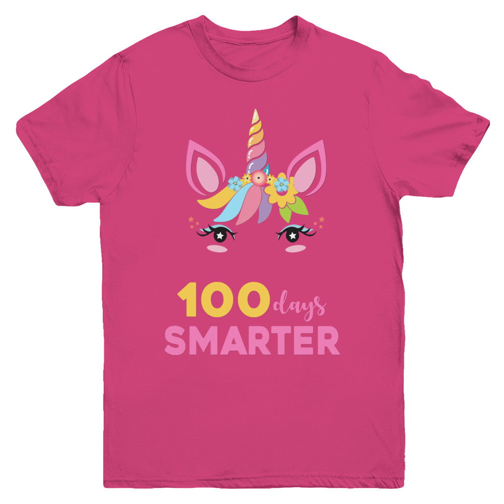 100 Days Smarter Of School Unicorn Girl Gifts Youth Youth Shirt | Teecentury.com