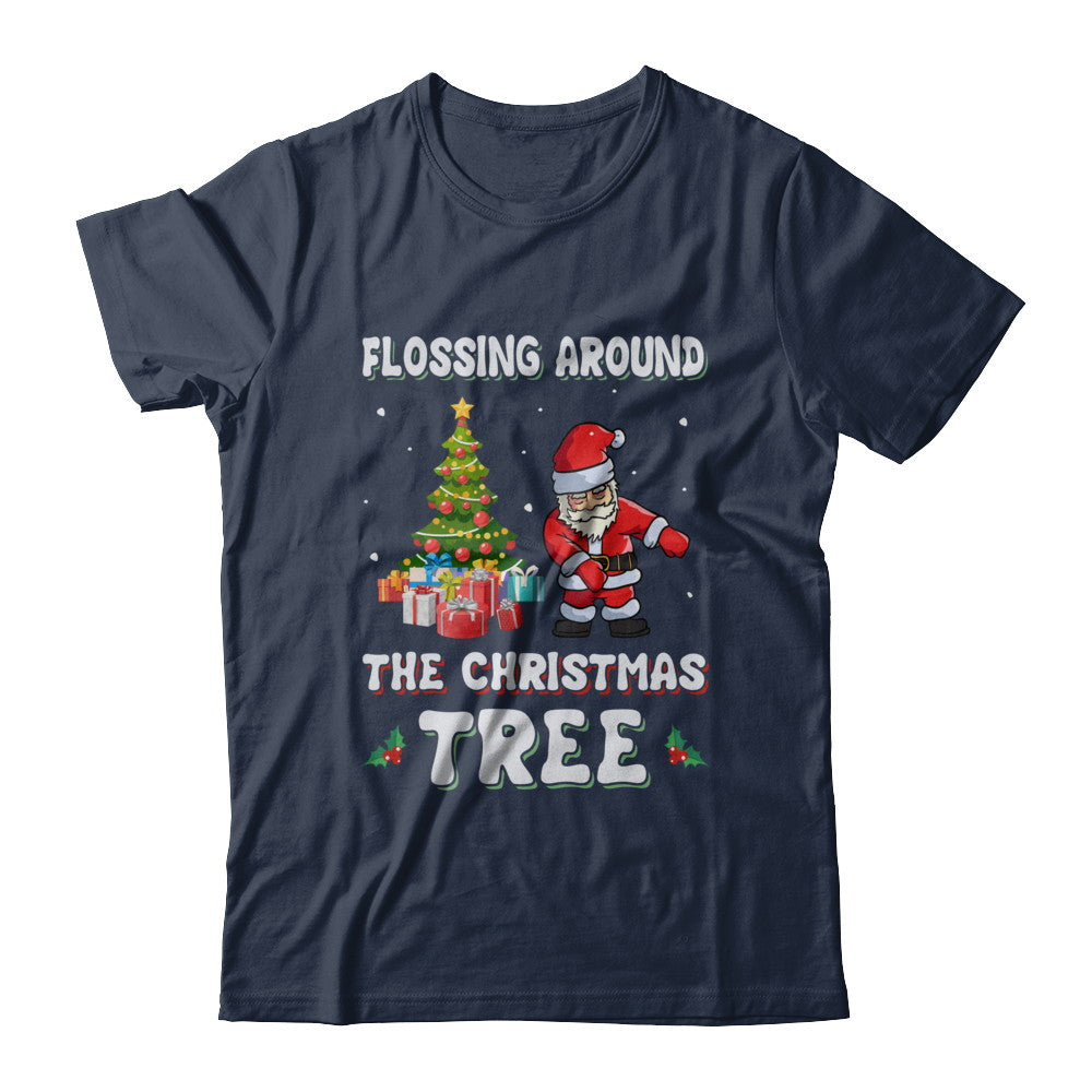 Santa Claus Flossing Around The Christmas Tree T-Shirt & Hoodie | Teecentury.com
