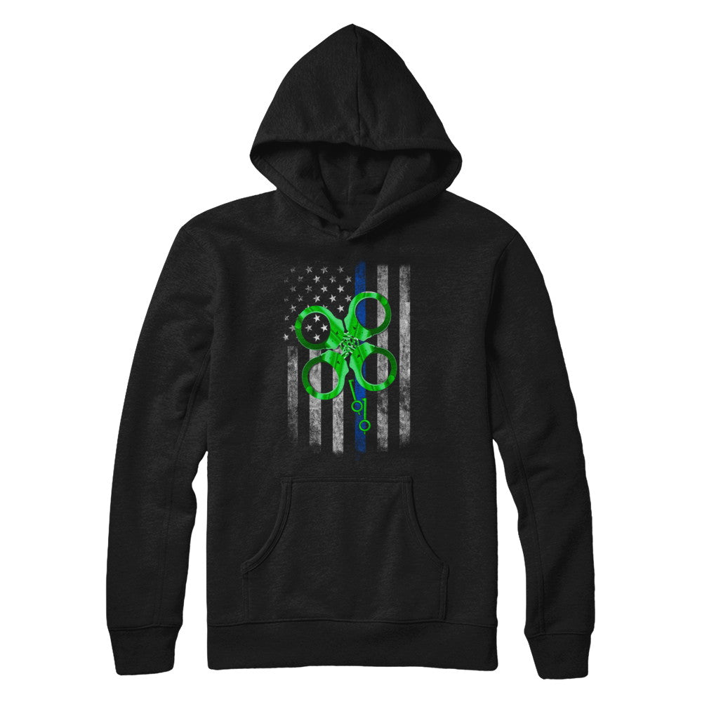 Thin Blue Line Police St Patrick's Day Clover T-Shirt & Hoodie | Teecentury.com