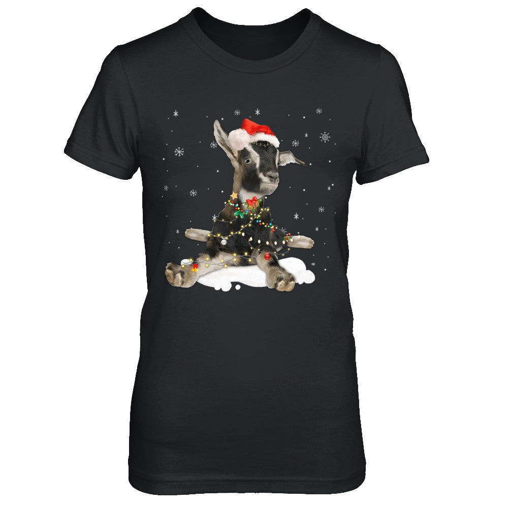 Goat With Santa Hat Lights Christmas T-Shirt & Sweatshirt | Teecentury.com