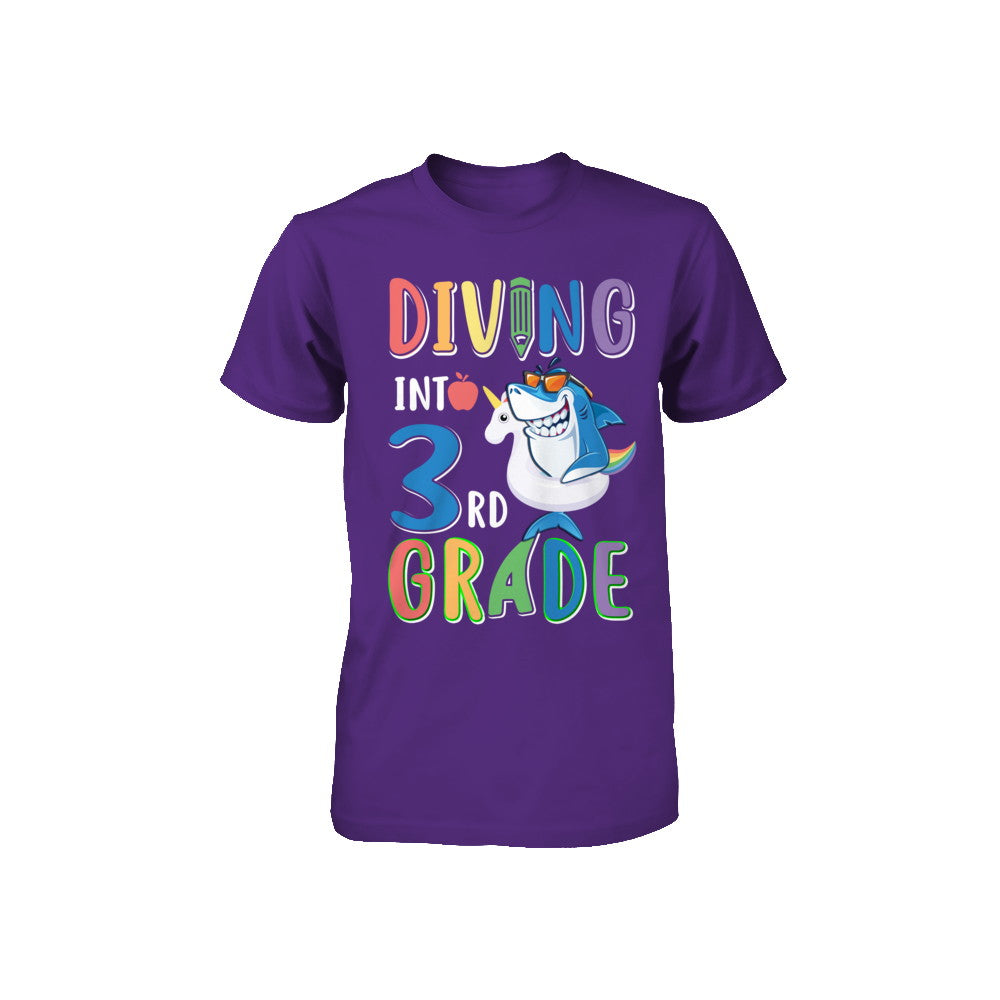 Diving Into 3rd Grade Back To School Shark Youth Youth Shirt | Teecentury.com