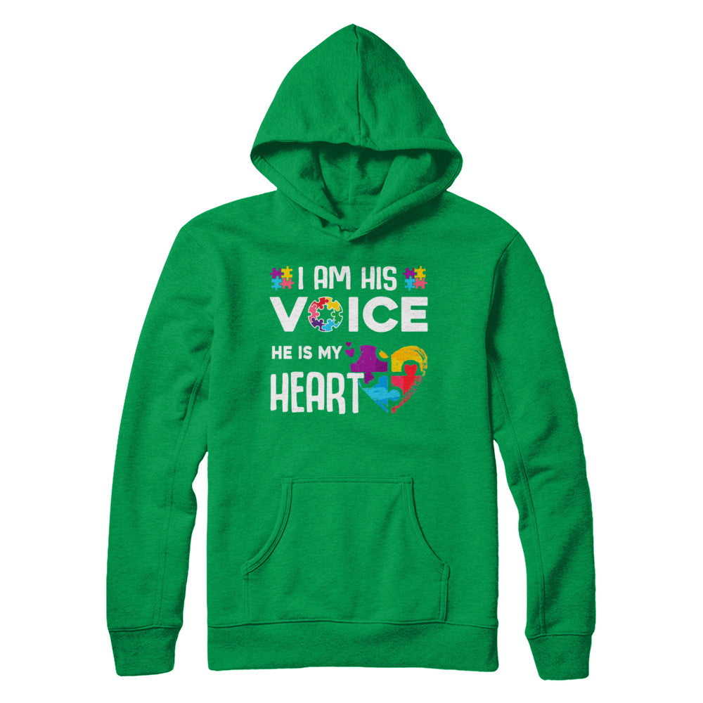 Autism Awareness I Am His Voice He Is My Heart Autism Mom T-Shirt & Hoodie | Teecentury.com