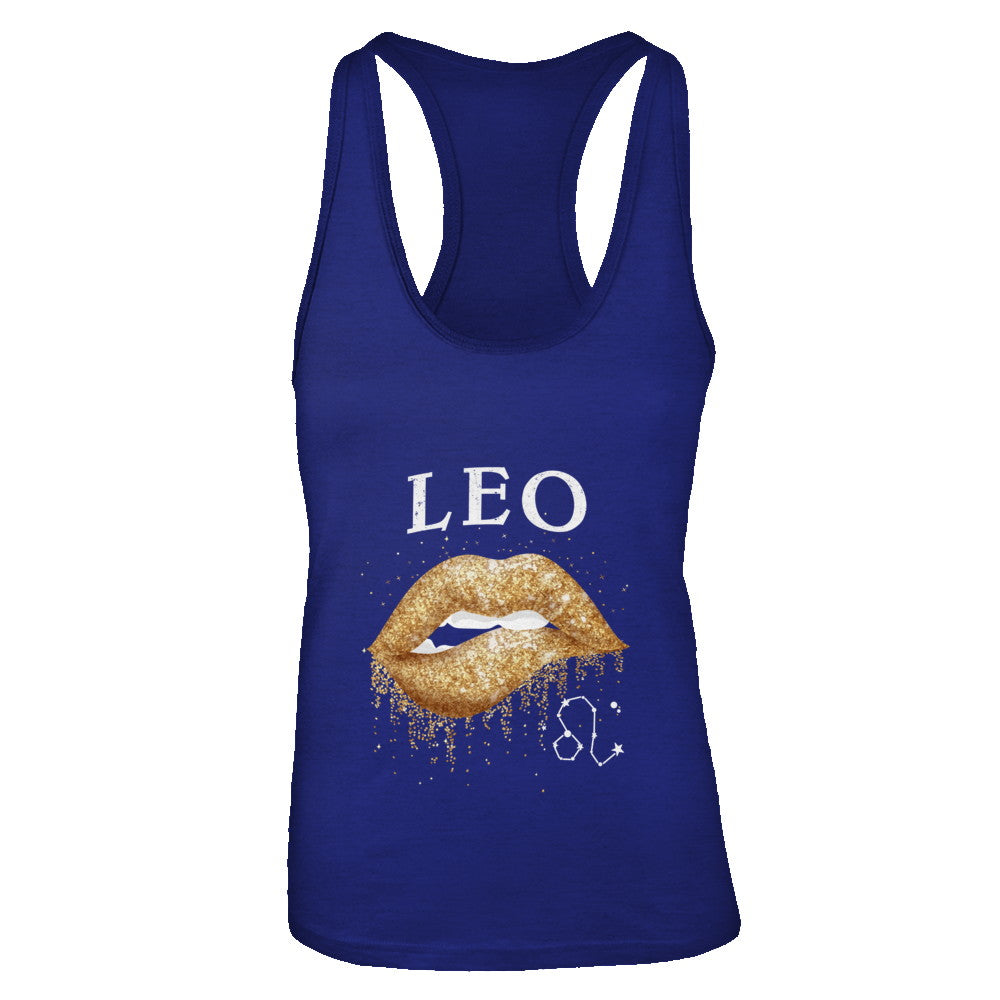 Leo Zodiac July August Birthday Gift Golden Lipstick T-Shirt & Tank Top | Teecentury.com