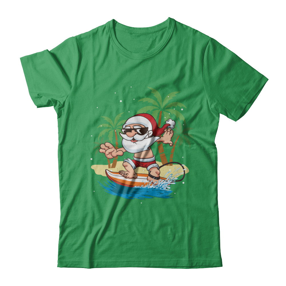 Funny Santa Surfing Hawaiian Summer Christmas T-Shirt & Sweatshirt | Teecentury.com