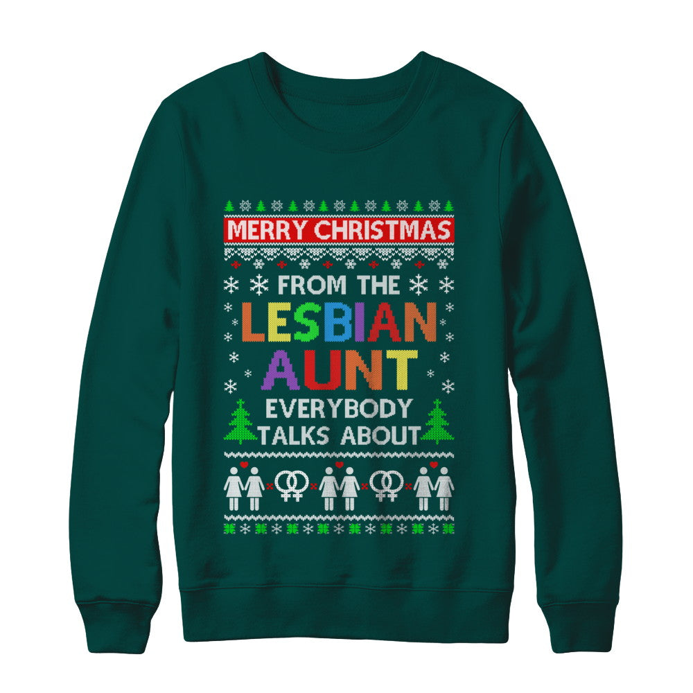 LGBT Merry Christmas From Lesbian Aunt Ugly Christmas Sweater T-Shirt & Sweatshirt | Teecentury.com