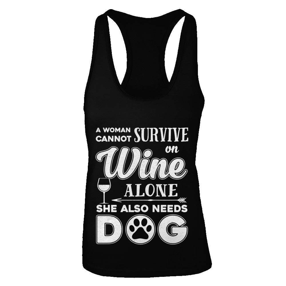 A Woman Cannot Survive On Wine Alone Need Cat T-Shirt & Tank Top | Teecentury.com