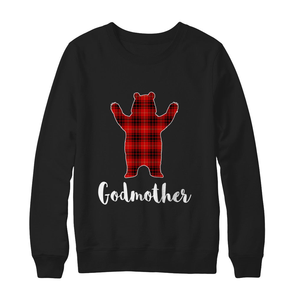 Red Godmother Bear Buffalo Plaid Family Christmas Pajamas T-Shirt & Sweatshirt | Teecentury.com