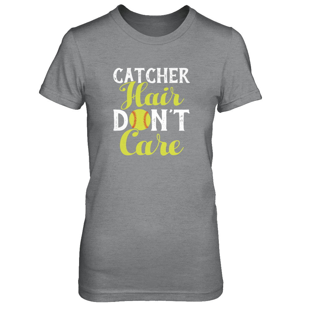 Catcher Hair Don't Care Softball T-Shirt & Tank Top | Teecentury.com