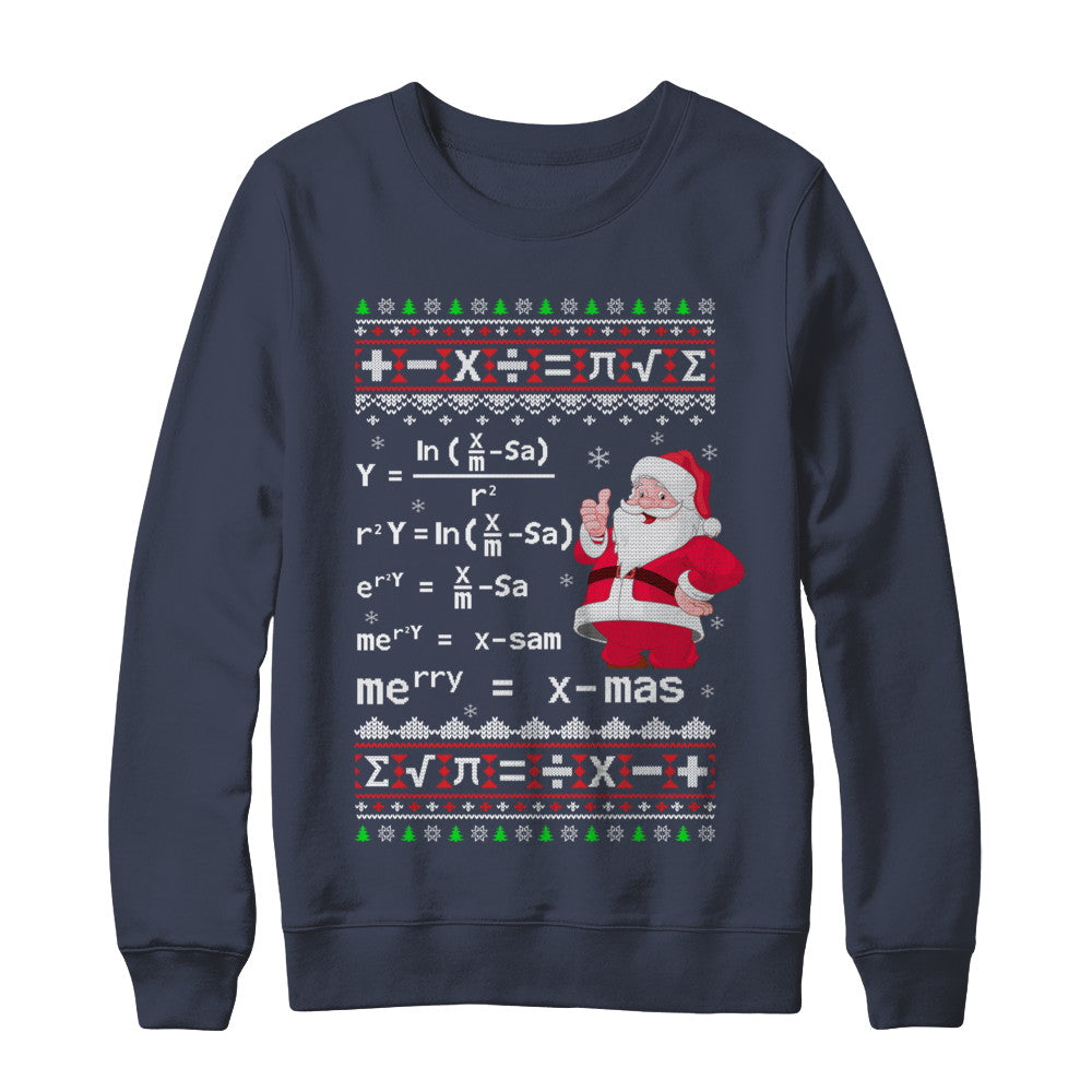 Funny Merry Xmas In Math Ugly Christmas Sweater T-Shirt & Sweatshirt | Teecentury.com
